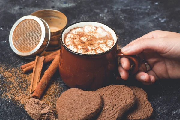 Cokelat Panas Kakao Minum Backround Cocoa Minum Dengan Latar Belakang — Stok Foto