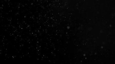 Kara arka planda izole kar yağıyor. Grafikler ve videolar için kar etkisi kullanılıyor