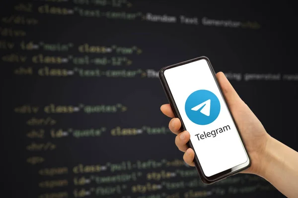 Telegram Messenger App Smartphone Met Telegram Messenger Toepassing Het Scherm — Stockfoto