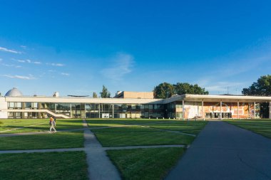 Moskova, Rusya - 16 Ekim 2025: Öncüler Sarayı Moskova. Sovyet Modernist Mimari. Yüksek kalite fotoğraf