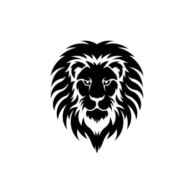 Hayvan koleksiyonundan aslan başı, logo için aslan başı sembolü zarif aslan kral siluetinin stilize edilmiş görüntüsü.