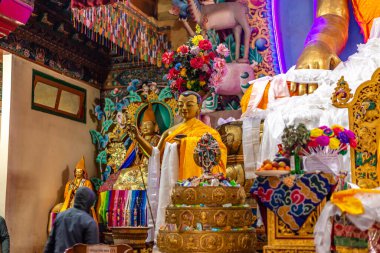Arunachal Pradesh, Hindistan 'daki Tawang Manastırı İçinde Heykel Fotoğrafı