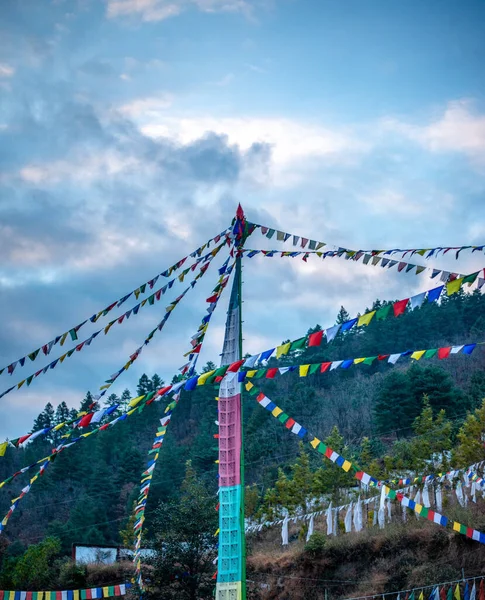 Fénykép Budhist Flag Monastery Dirang Arunachal Pradesh India — Stock Fotó