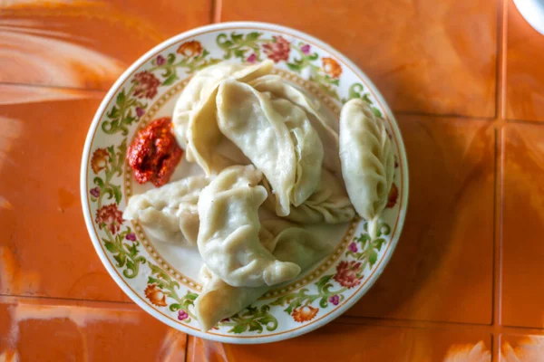 Arunachali Tradycyjne Momos Pierogi Tybetański Momo Momo Wołowiny Indie — Zdjęcie stockowe