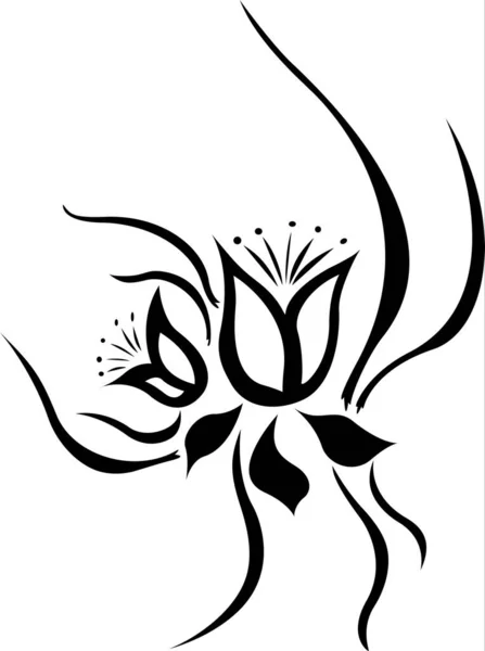 Desenho de gráficos vetoriais com padrão floral para design. Floral flor design natural. Gráfico, desenho de esboço. Lily, tulipa. — Vetor de Stock