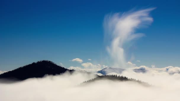 Natural sky and clouds background. Cloudy cover over mountains — Stock Video