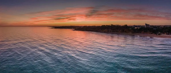 Aerial Sunset Seascape Maria Luisa Beach Albufeira Algarve Tourism Destination — Stock Photo, Image
