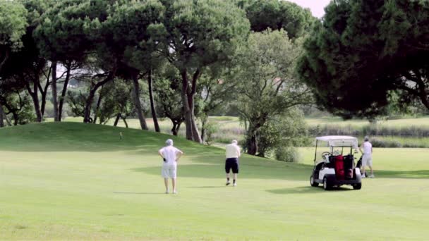 Algarve golfpálya táj, a híres golf és a természet cél, Portugália. — Stock videók