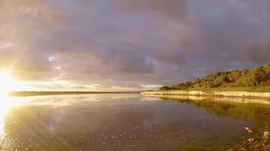 Algarve Qdl doğa günbatımı timelapse Ria Formosa sulak, rezerv, Güney Portekiz, ünlü doğa hedef.