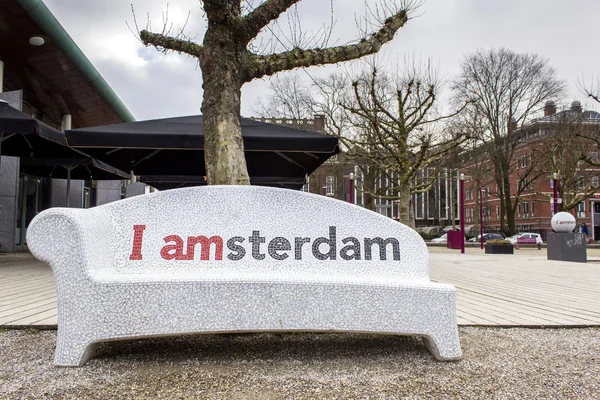I Amsterdam ciudad mobiliario urbano señal de bienvenida — Foto de Stock