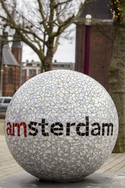 I Amsterdam ciudad mobiliario urbano señal de bienvenida — Foto de Stock