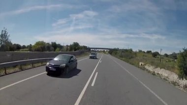 Algarve A22 yol acess, otobüs seyahat ön kamera bakış açısı