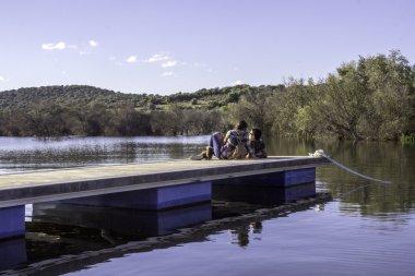 Alqueva Dam lake. It impounds the River Guadiana, on the border of Beja and Evora Districts in south of Portugal clipart