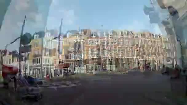 Amsterdam dämmerung touristische radtour, aussichtskamera. — Stockvideo