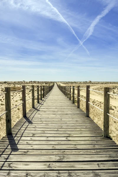 Ria Formosa mokřady přirozené konzervace regionu krajina, pohled Armona vnitrozemské pláže, jeden z ostrovů. Algarve, — Stock fotografie