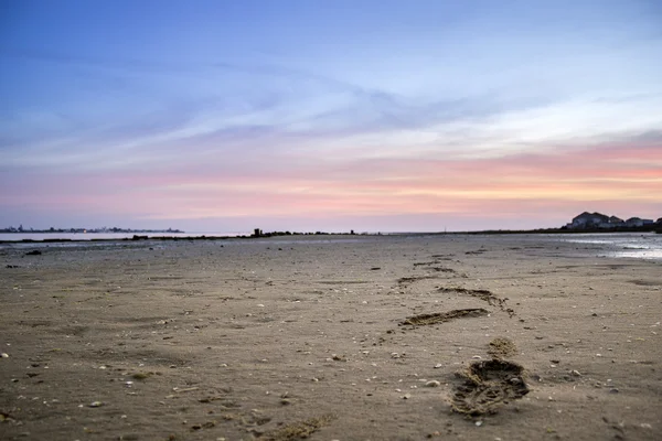 Algarve Cavacos plaży zmierzch krajobraz w Ria Formosa mokradeł — Zdjęcie stockowe