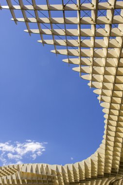 Sevilla, İspanya - Nisan 2014: Doku grafik detay Plaza de la Encarnacion Metropol şemsiye, 31 Mayıs 2014: Sevilla,