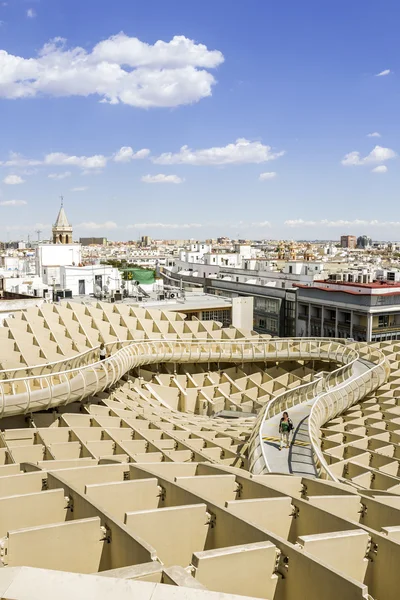 SEVILLE, SPAIN - MAY 2014: Panoramic view in the top of Metropol Parasol in Plaza de la Encarnacion on 31 of May 2014 in Sevilla,Spain. — Stock Photo, Image