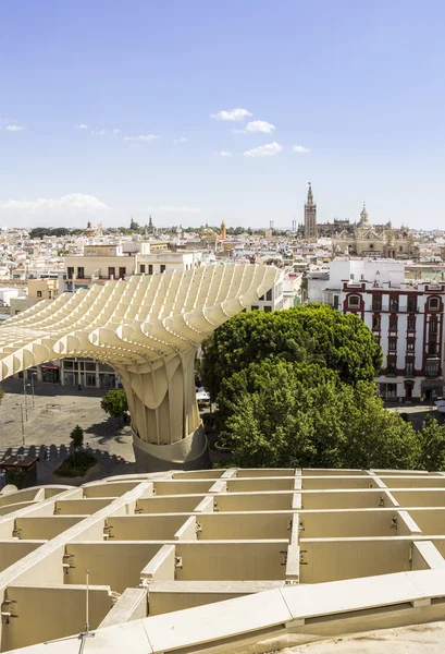 SEVILLE, SPAIN - MAY 2014: Panoramic view in the top of Metropol Parasol in Plaza de la Encarnacion on 31 of May 2014 in Sevilla,Spain. — Stock Photo, Image