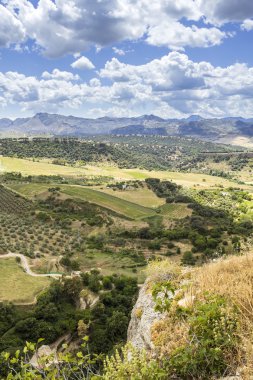 Ronda panoramik görünümü. İspanyol il Malaga, otonom Endülüs içinde bir şehir.