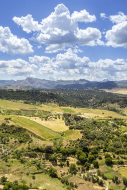 Ronda panoramik görünümü. İspanyol il Malaga, otonom Endülüs içinde bir şehir.