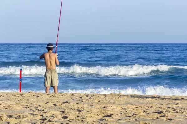 Ocean view fisherman in Tavira Island, Algarve — Stock Photo, Image