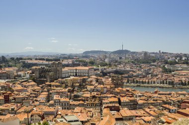 Panoramik manzaralı eski şehir merkezinde, Porto cityscape, UNESCO Dünya Miras Listesi