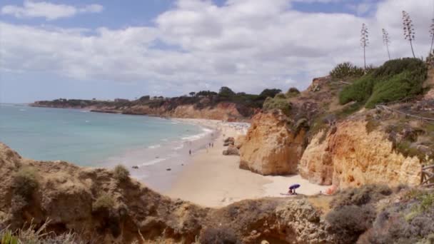 Algarve Maria Luisa et Torre da Medronheira Plages à Albufeira municipalité - Vue sur la falaise — Video