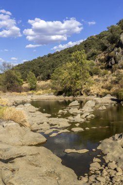 Kırsal manzara doğal görünümü bir tatlı su akışının Alentejo turizm hedef bölgede bir doğal park izinde