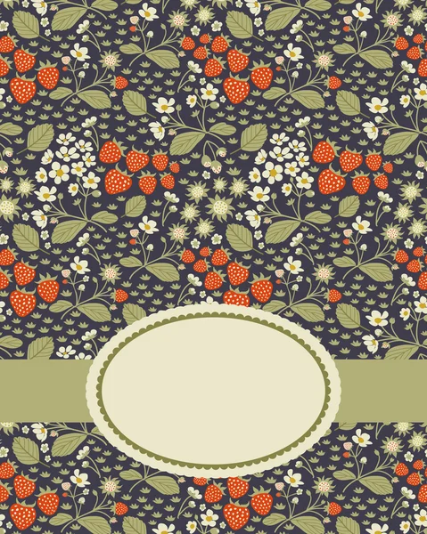 Strawberry botanical illustration seamless pattern decorated notebook cover — 图库矢量图片