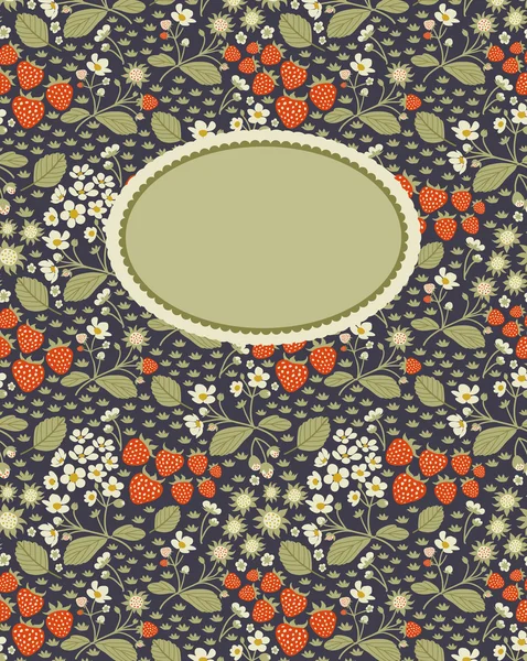 ノートブックの表紙にイチゴの植物図シームレスなパターンの装飾が施されて — ストックベクタ