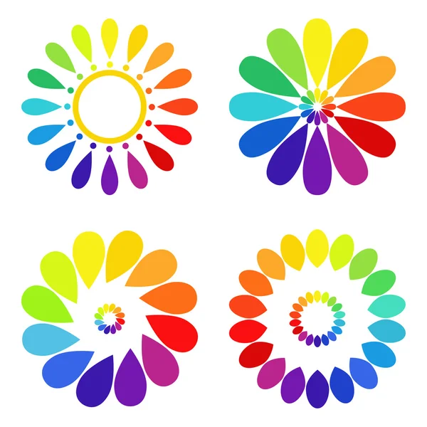 Conjunto de cuatro flores coloridas abstractasImprimir — Vector de stock