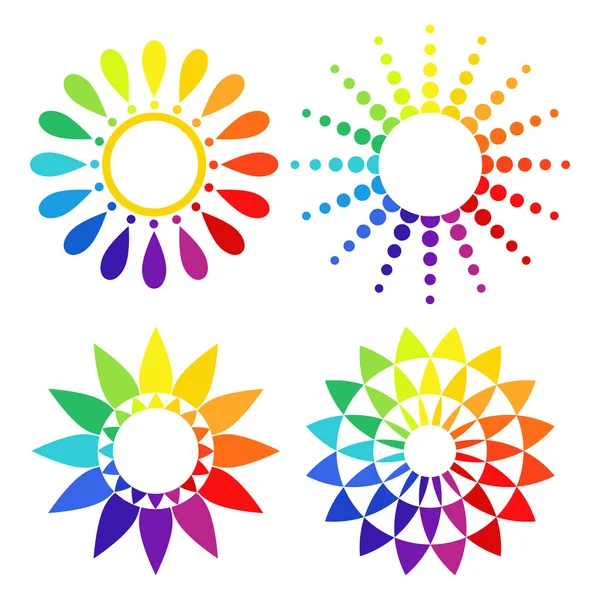 Sada čtyř abstraktní barevné kvetoucí flowersprint — Stockový vektor
