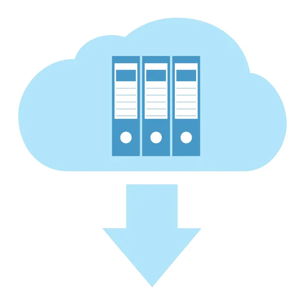 Téléchargement de données à partir de dossiers dans un serveur cloud distant — Image vectorielle