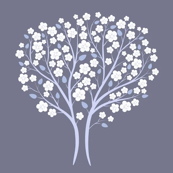 Spring tree in white blossom - Stok Vektor