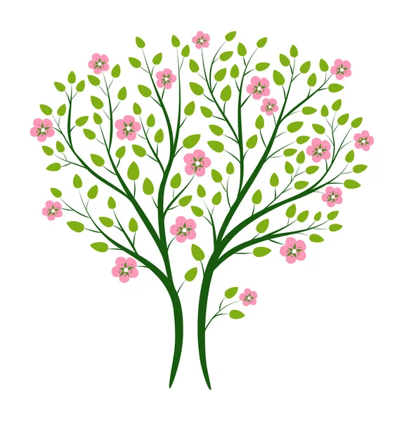Árbol en flor rosa — Vector de stock