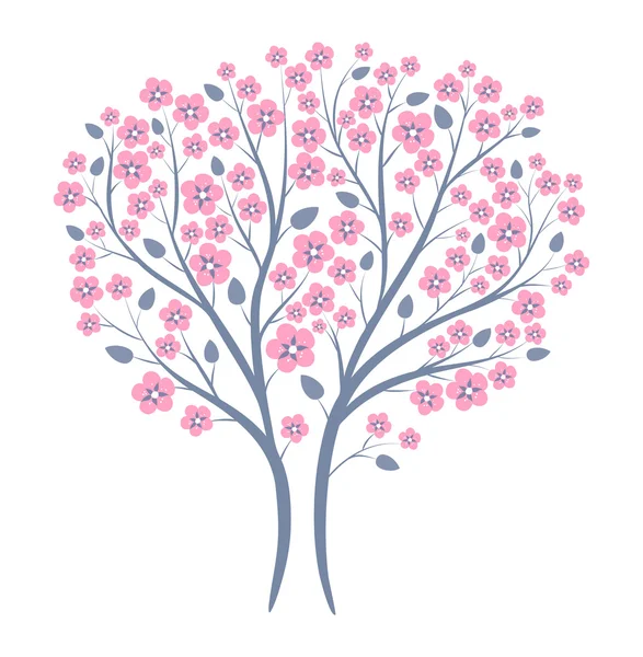 Árbol de primavera en flor rosa — Vector de stock