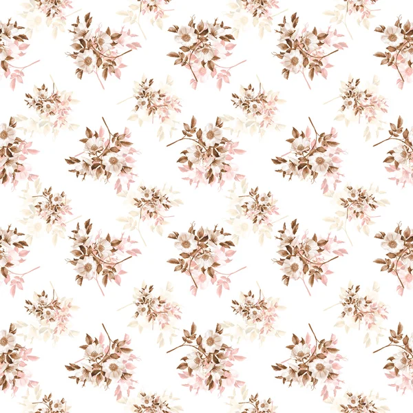 Rose bush watercolor seamless pattern — Stock Photo, Image