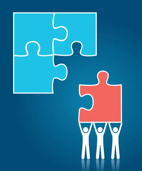 Teamwork concept - people building puzzle — Stock Vector