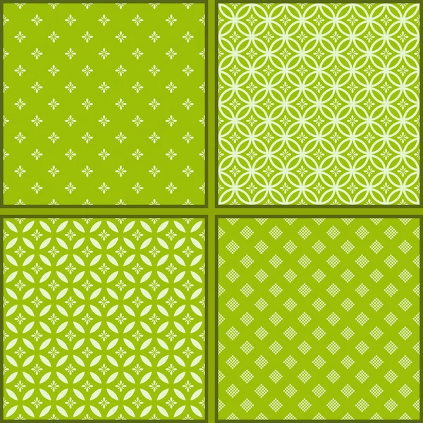 Ensemble de quatre motifs floraux verts sans couture — Image vectorielle