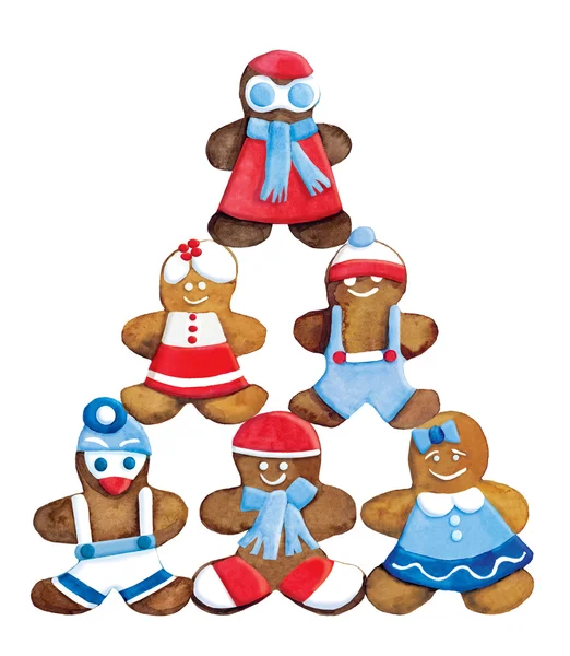 Christmas cookies - funny decorated greeting composition — Stock Photo, Image