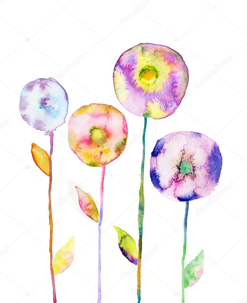 Abstract Watercolor Flowers Stock Photo Image By C Anamad