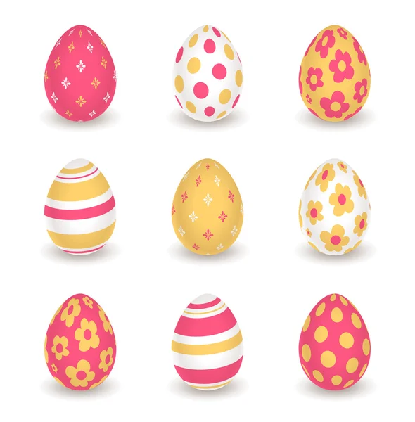 Huevos de Pascua rojos amarillos brillantes — Vector de stock