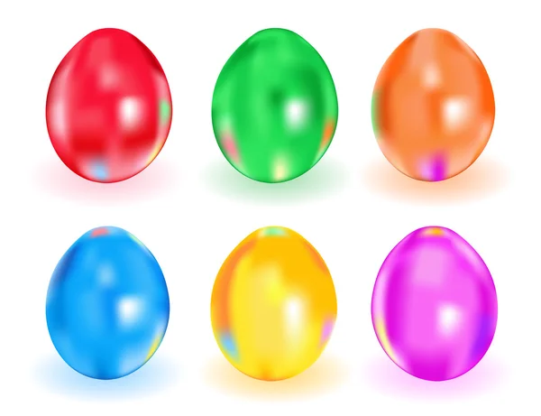 Conjunto de ovos de Páscoa brilhando — Vetor de Stock