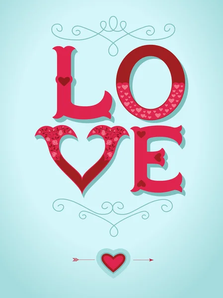 Valentinstag-Karte - Liebesbriefe mit Herzen — Stockvektor
