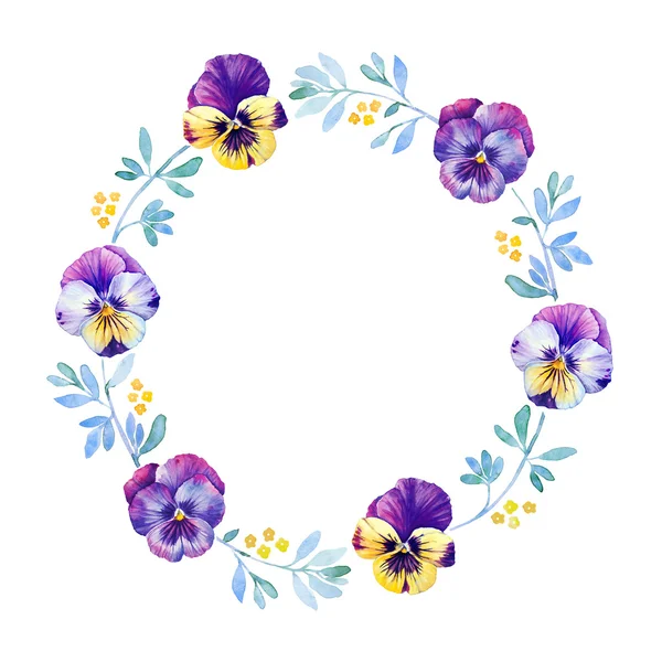 Beautiful flower watercolor wreath — Stock Photo, Image