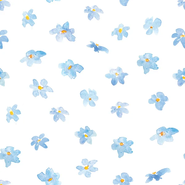 Seamless pattern of a little blue watercolor forget me not flowers. — Stock Photo, Image