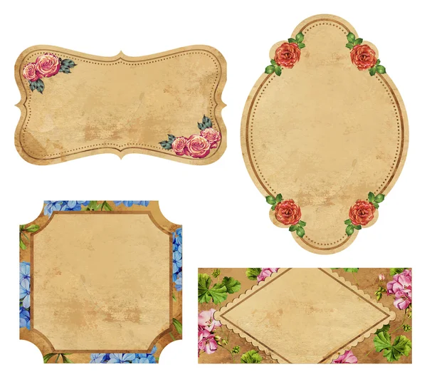 Set di etichette vintage con fiori — Foto Stock