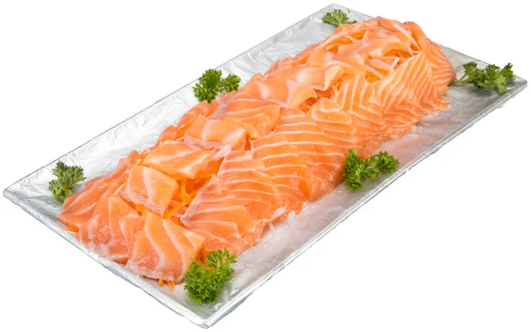 Lachs Scheiben Geschnitten Mit Rosmarin Auf Dem Holzhintergrund — Stockfoto