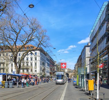 View along the Bahnhofstrasse street in Zurich clipart